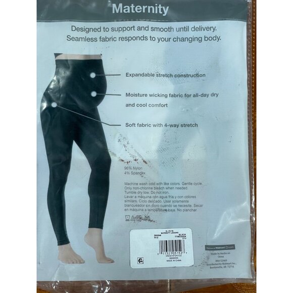 Time And Tru XL (16-18) Maternity Leggings Black Nylon/Spandex Seamless Support - Picture 7 of 7
